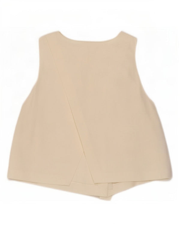 Zara Γυναικεία Αμάνικη Μπλούζα Τοπ UK 12 Medium Off White Viscose