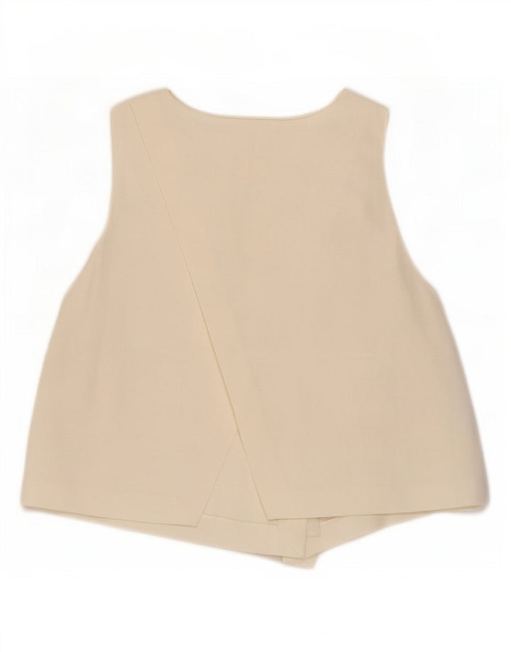 Zara Γυναικεία Αμάνικη Μπλούζα Τοπ UK 12 Medium Off White Viscose
