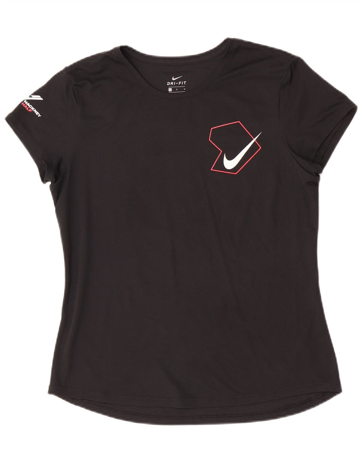 Γυναικείο γραφικό μπλουζάκι Nike Dri Fit Top UK 16 μεγάλο μαύρο πολυεστέρα