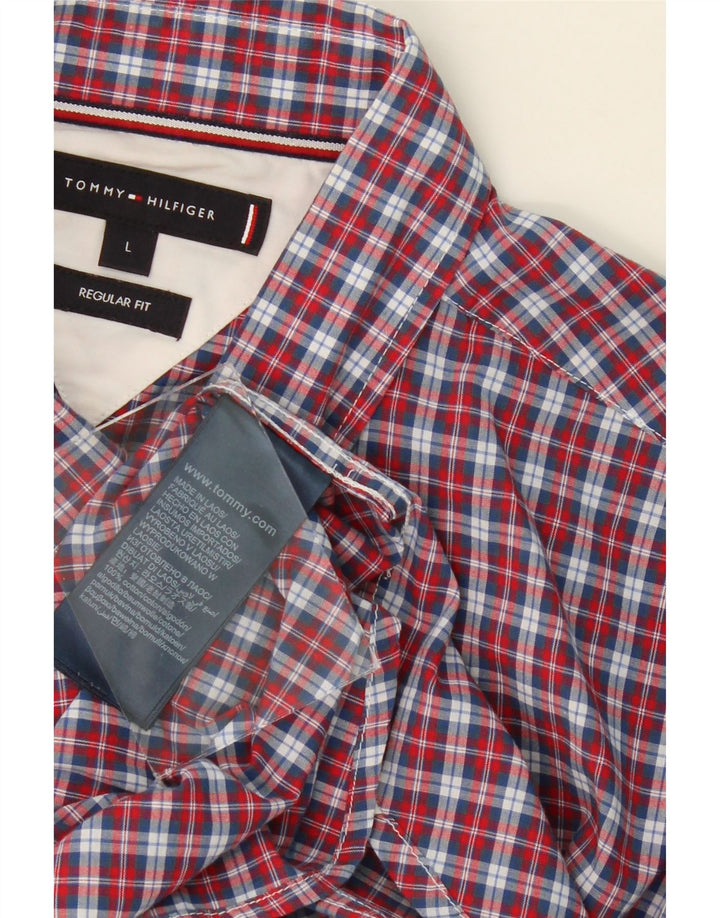 TOMMY HILFIGER Mens Regular Fit Shirt Large Red Check Cotton Vintage Tommy Hilfiger and Second-Hand Tommy Hilfiger from Messina Hembry 