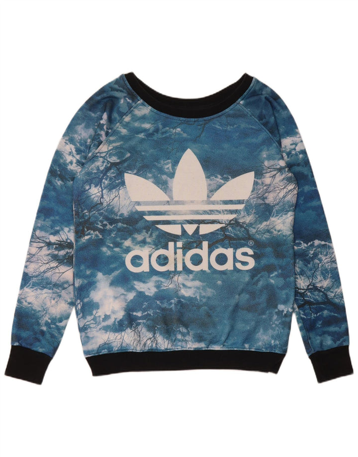 Γυναικεία γραφική φούτερ Adidas Jumper UK 14 Large Blue Tie Dye Polyester