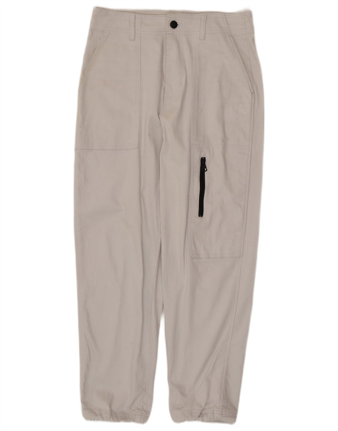 CALVIN KLEIN Ανδρικό παντελόνι Joggers Cargo W30 L28 Λευκό βαμβακερό