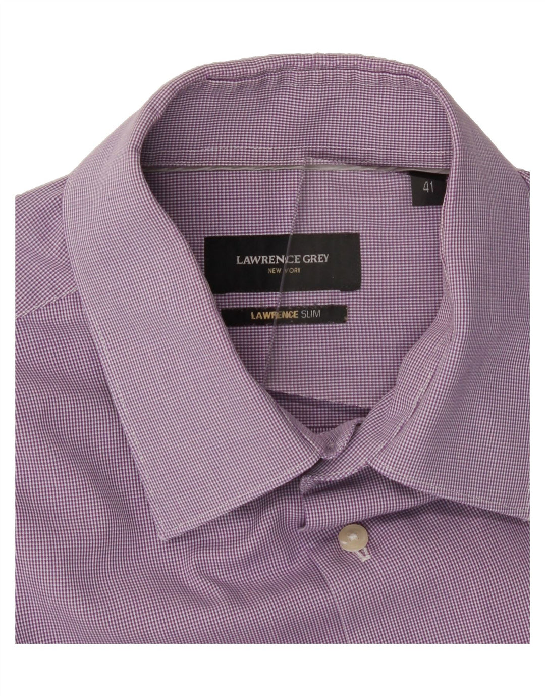 LAWRENCE GREY Mens Slim Shirt Size 41 Medium Purple Check Vintage Lawrence Grey and Second-Hand Lawrence Grey from Messina Hembry 