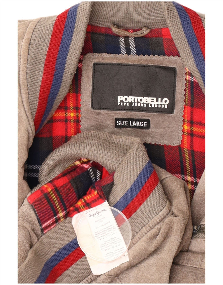 Ανδρικό PEPE Jeans Suede Bomber Jacket UK 40 Large Beige Leather