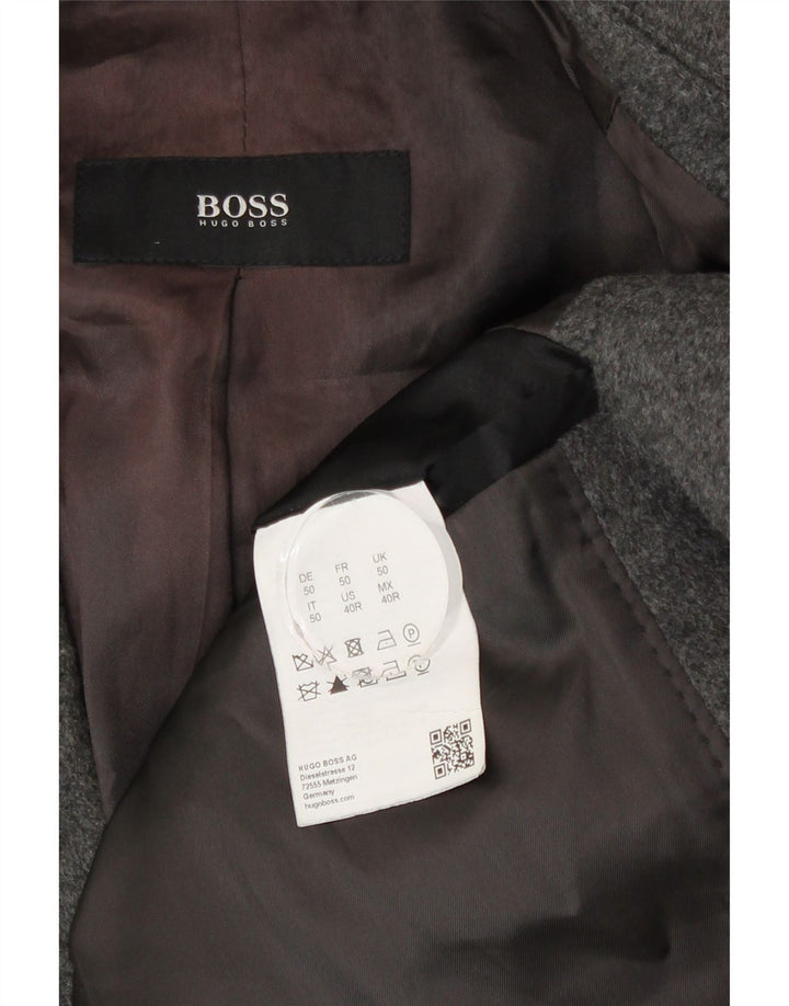 Ανδρικό πανωφόρι Hugo Boss EU 50 Μεγάλο Γκρι Παρθένο Μαλλί