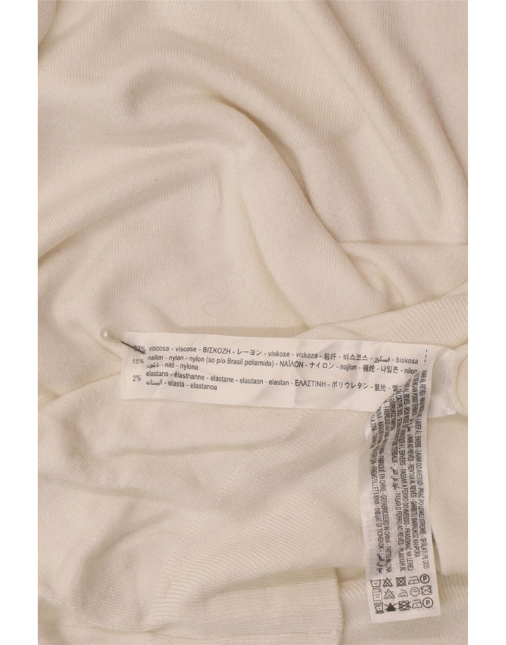 Zara γυναικείο κοντομάνικο πουλόβερ με ρολό λαιμόκοψη UK 12 Medium White