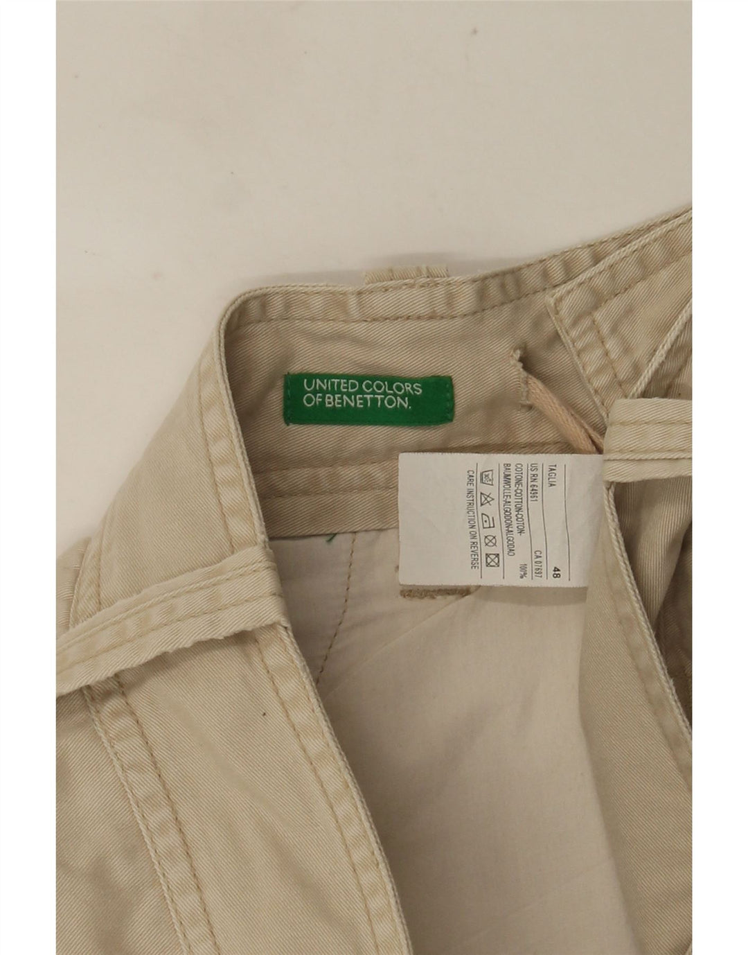 Ανδρικό σορτς Benetton Cargo IT 48 Medium W36 Beige Βαμβακερό