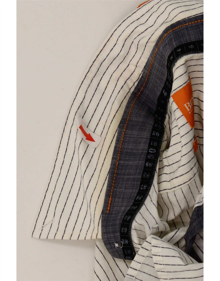 Γυναικείο πουκάμισο Hugo Boss Slim Fit Βαμβακερό μεσαίο λευκό ρίγες