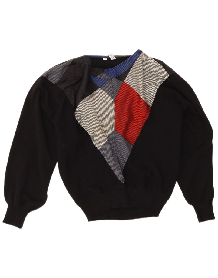 Vintage γυναικείο πουλόβερ με λαιμόκαυστο IT 42 Medium Black Colourblock
