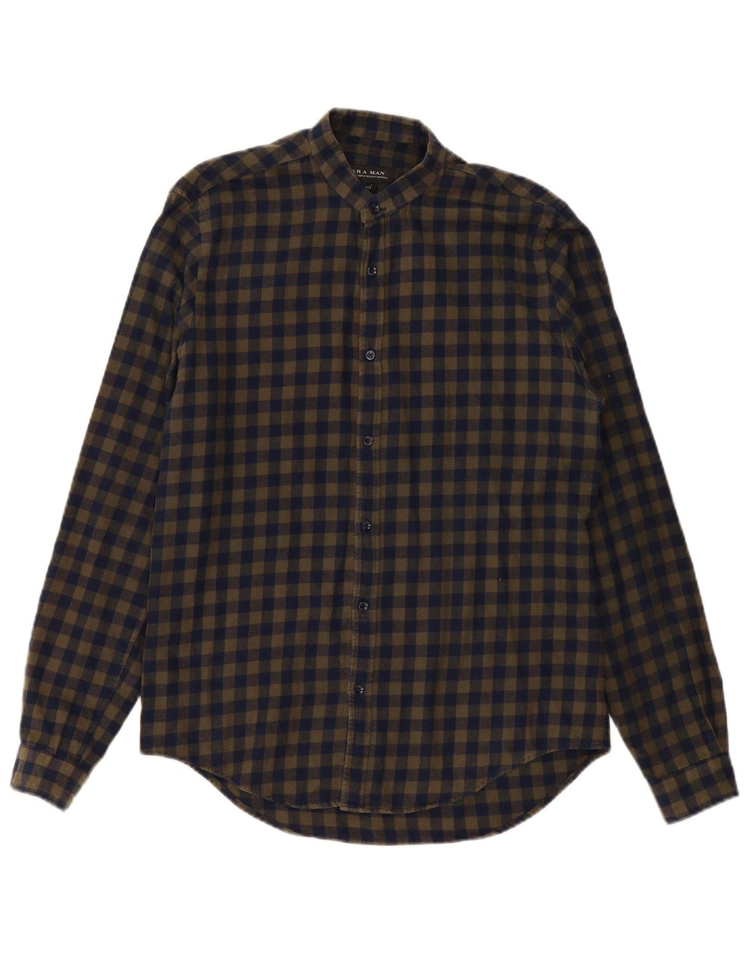 Ανδρικό φανελένιο πουκάμισο ZARA με λεπτή εφαρμογή, μεσαίο χακί