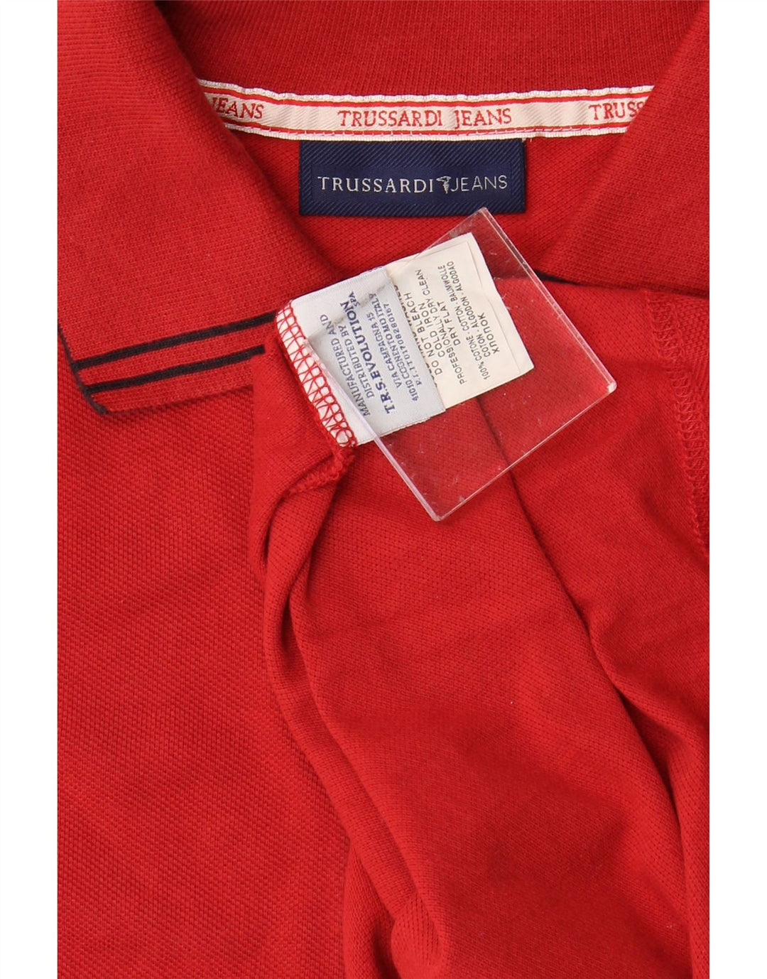 TRUSSARDI Mens Polo Shirt Medium Red Cotton