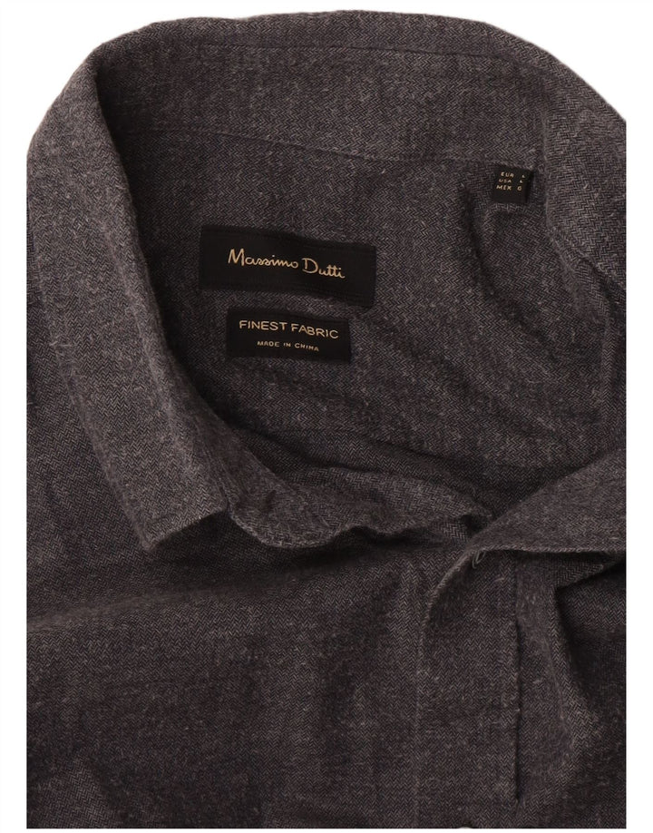 Ανδρικό πουκάμισο Massimo Dutti με μεγάλο γκρι ψαροκόκαλο