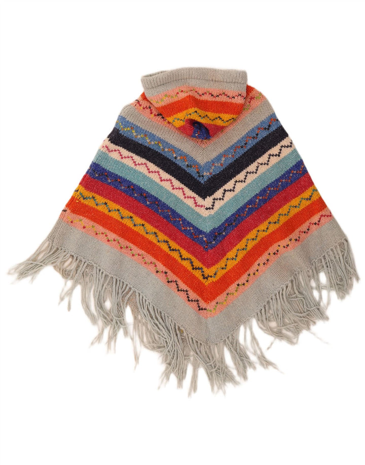 Vintage γυναικεία κουκούλα Poncho Jumper One Size Πολύχρωμα Γεωμετρικά