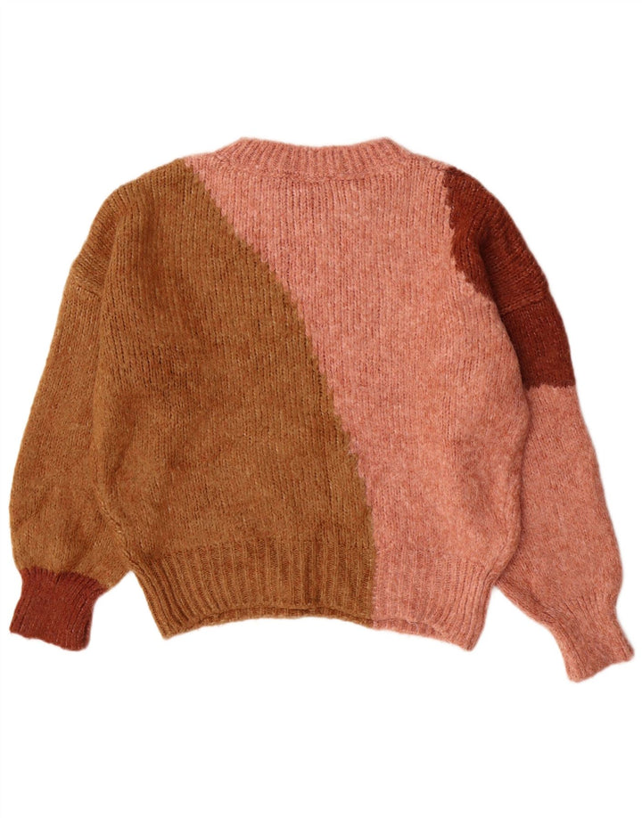 Γυναικείο πουλόβερ ZARA Crew Neck Jumper UK 14 Medium Pink Colourblock Ακρυλικό