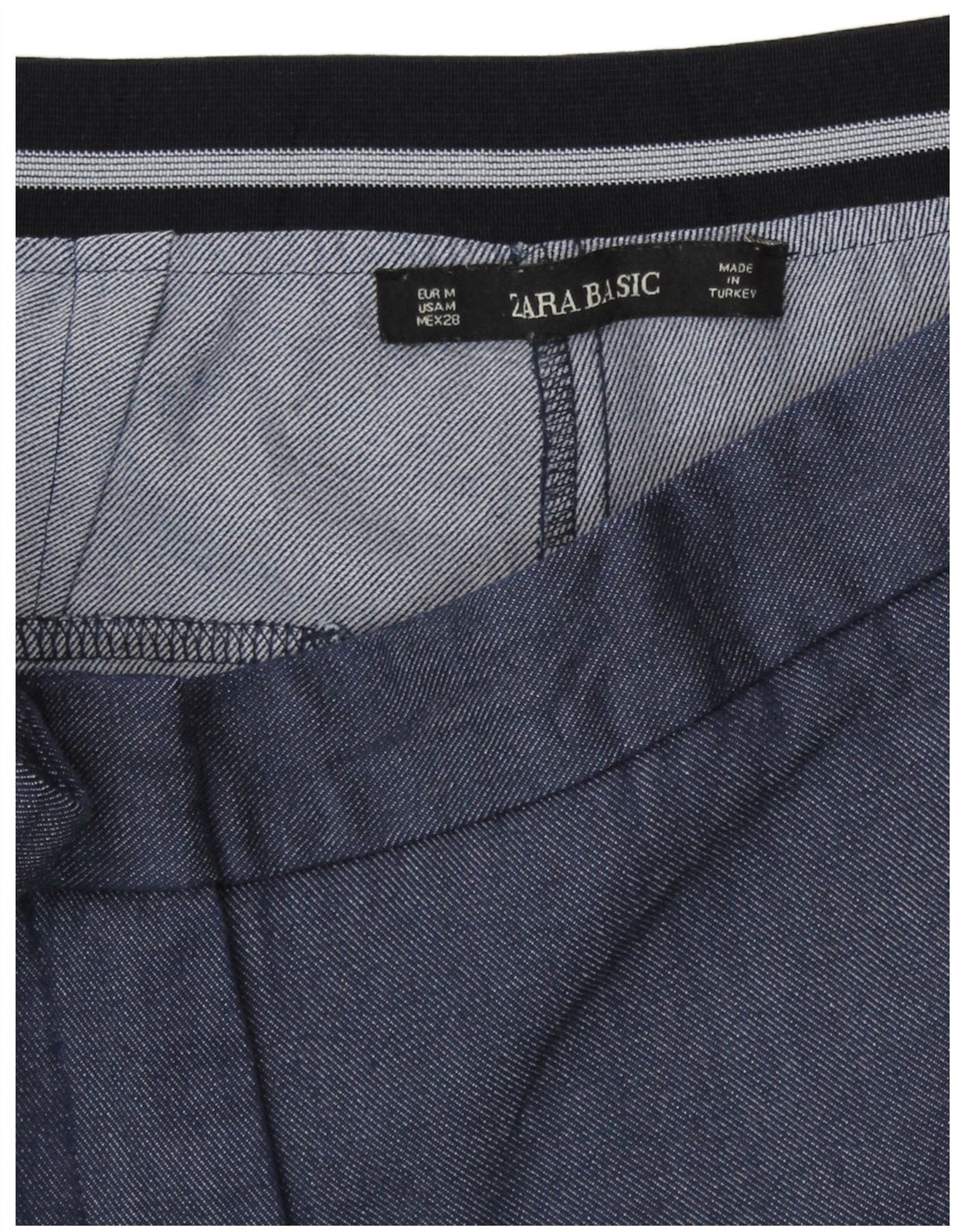 Zara Γυναικείο κωνικό παντελόνι Chino Medium W28 L27 Blue Polyester