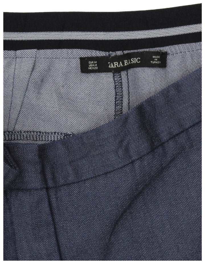 Zara Γυναικείο κωνικό παντελόνι Chino Medium W28 L27 Blue Polyester