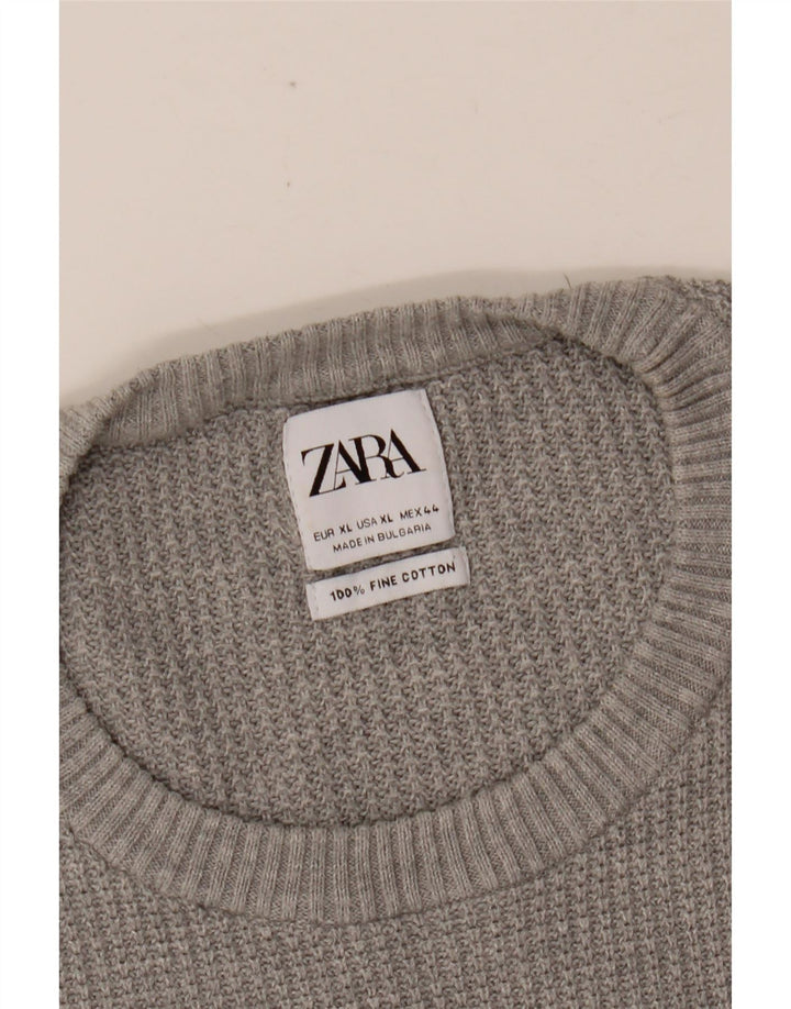Ανδρικό πουλόβερ ZARA Crew Neck Jumper XL Γκρι βαμβακερό