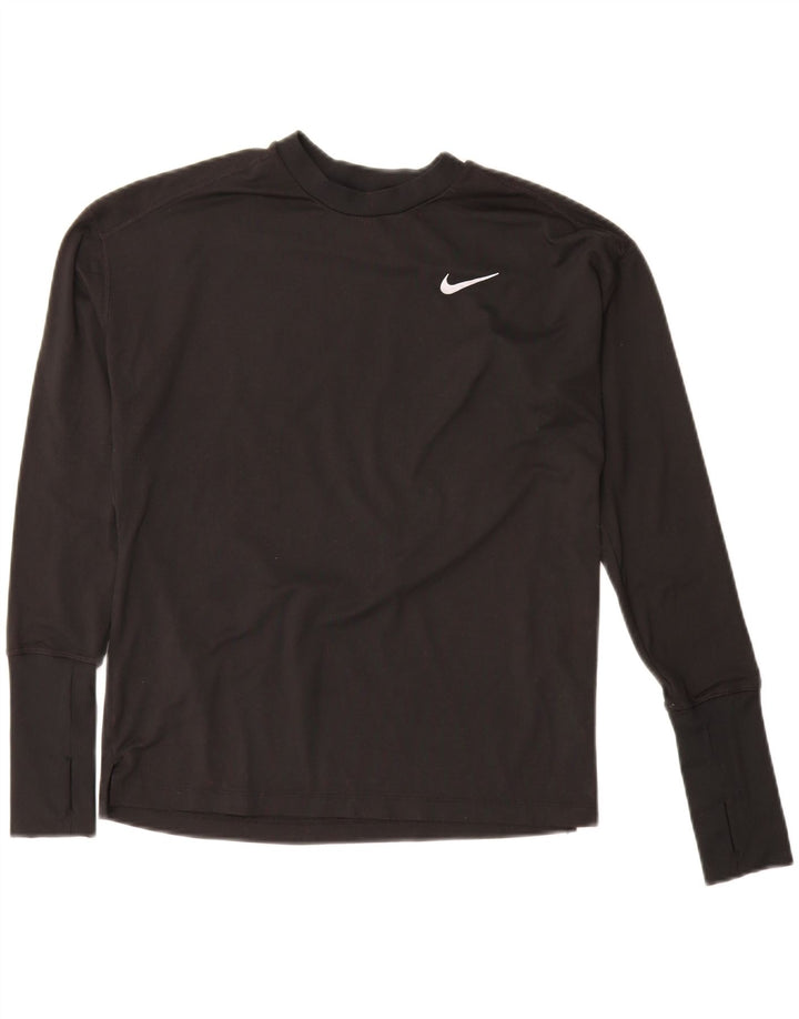 Nike Γυναικεία Dri Fit Oversized μακρυμάνικο UK 10 Μικρό μαύρο πολυεστέρα