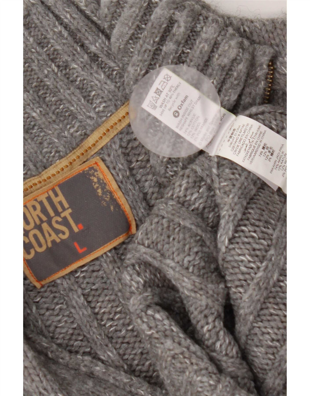Marks & Spencer Ανδρικό πουλόβερ με φερμουάρ, ακρυλικό μεγάλο γκρι