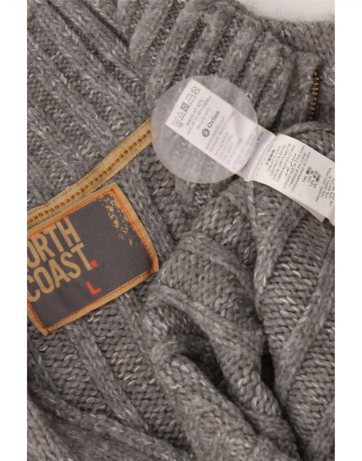 Marks & Spencer Ανδρικό πουλόβερ με φερμουάρ, ακρυλικό μεγάλο γκρι