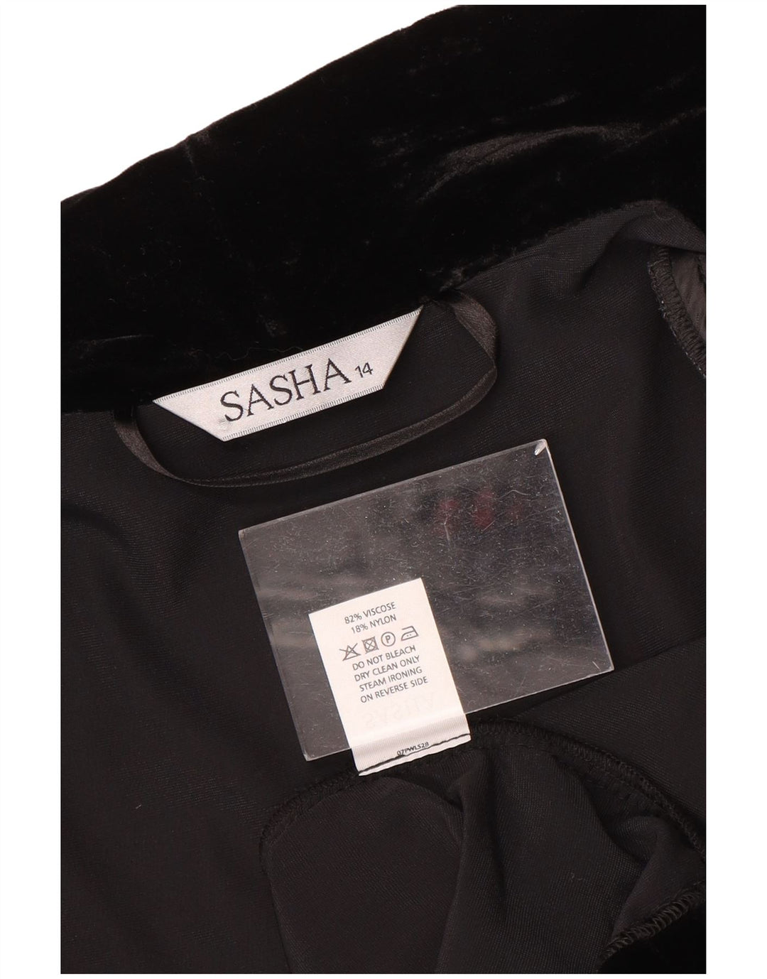 Sasha Γυναικείο Open Velor Blazer Jacket UK 14 Large Black Viscose
