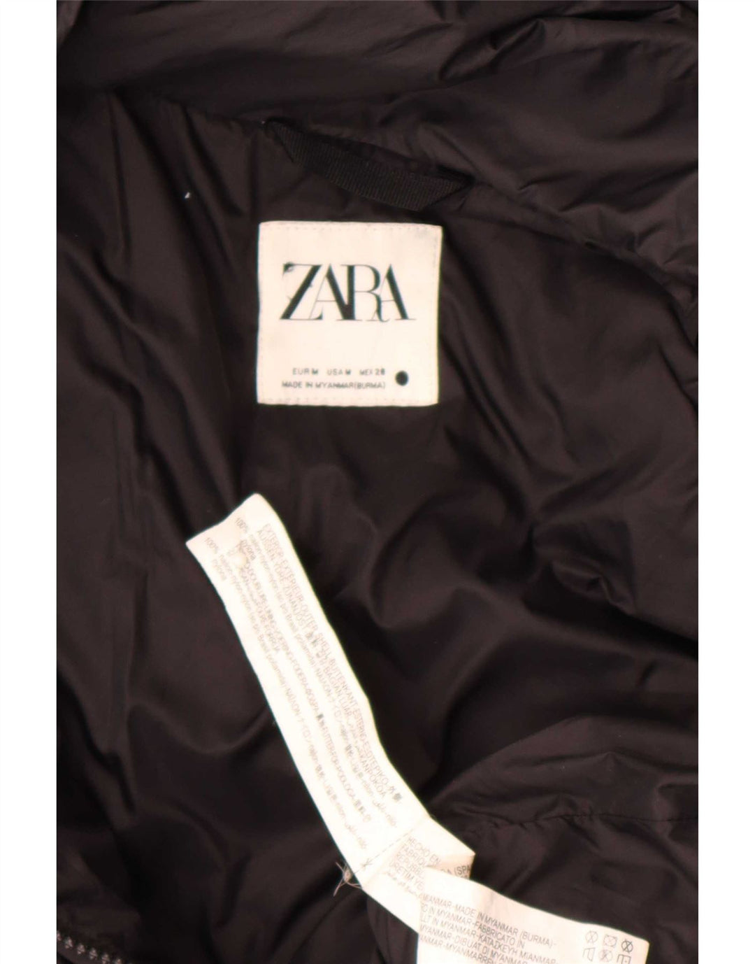 Zara Γυναικείο μπουφάν με κουκούλα UK 14 Medium Black Nylon
