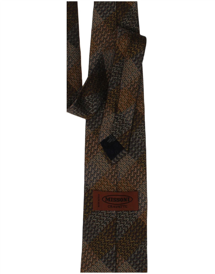 Missoni Ανδρική γραβάτα Cravatte One Size Καφέ καρό μεταξωτό σχεδιαστή