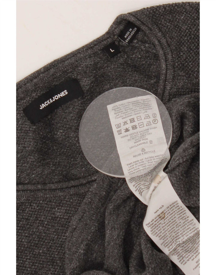 Jack & Jones Ανδρικό μακρυμάνικο μπλουζάκι μεγάλο γκρι βαμβακερό