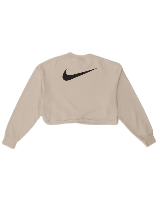 Γυναικεία φούτερ Nike με γραφικά Crop Jumper UK 6 XS Λευκό βαμβακερό