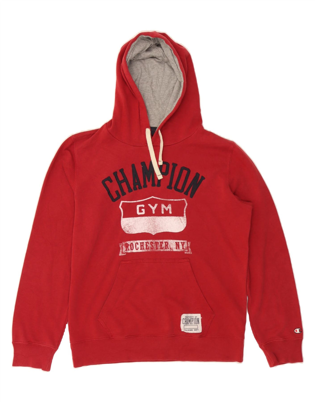 CHAMPION Mens Graphic Hoodie Jumper Medium Red Cotton Vintage Champion and Second-Hand Champion from Messina Hembry 