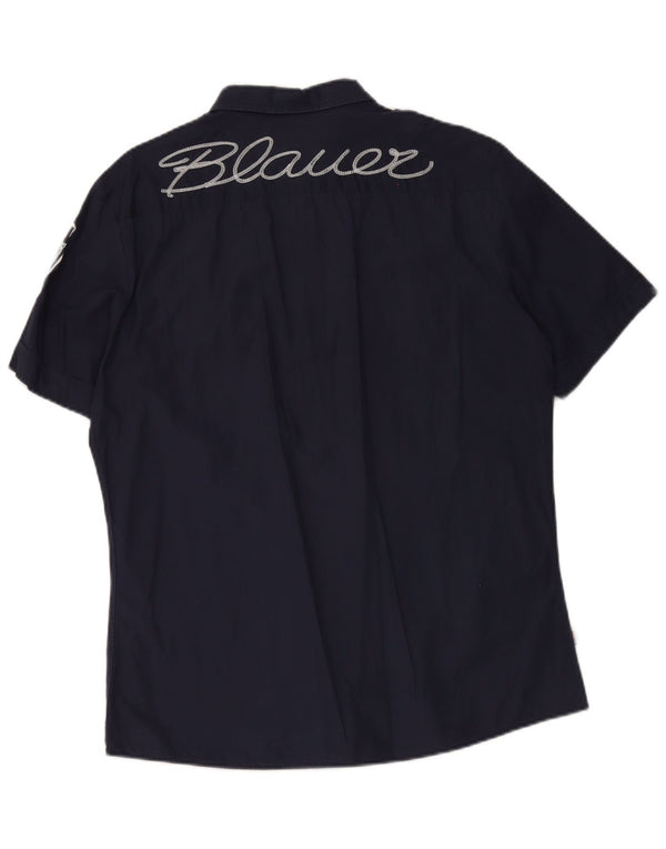 Blauer Ανδρικό Military Graphic κοντομάνικο πουκάμισο 3XL Navy Blue Cotton