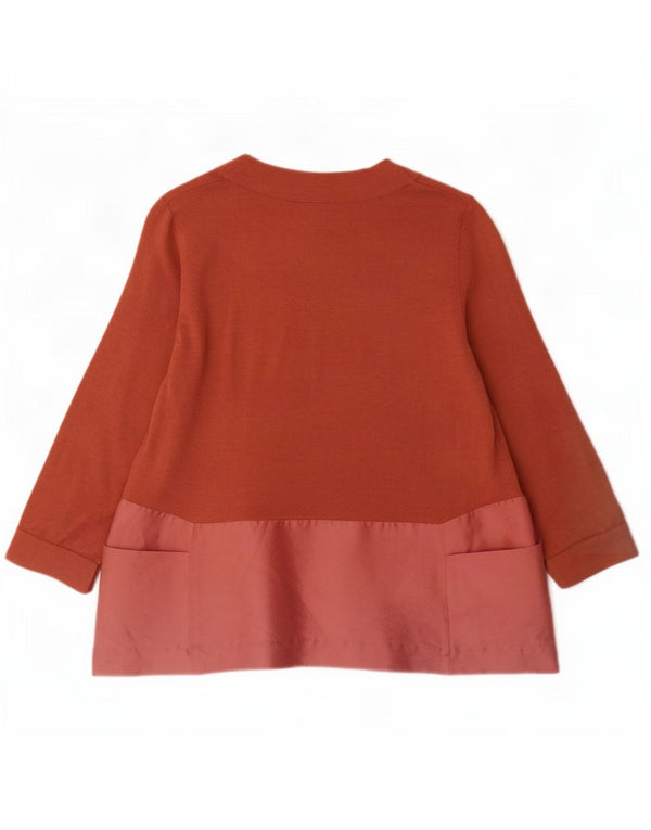 Cos Γυναικείο πουλόβερ με λαιμόκοψη UK 10 Small Brown Colourblock μαλλί
