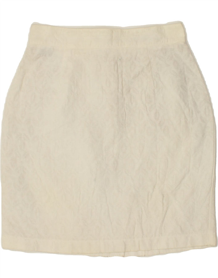 BENETTON Womens Pencil Skirt IT 42 Medium W28  White Cotton Vintage Benetton and Second-Hand Benetton from Messina Hembry 