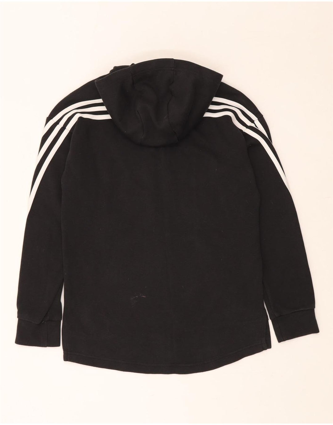 ADIDAS Boys Loose Fit Zip Hoodie πουλόβερ 14-15 ετών Μαύρο βαμβακερό