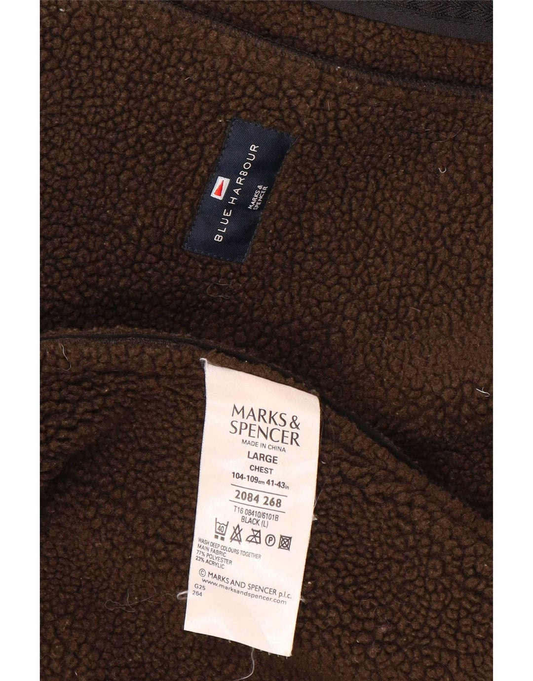 Marks & Spencer Mens Blue Harbor Sherpa Jacket UK 40 Large Black Polyester