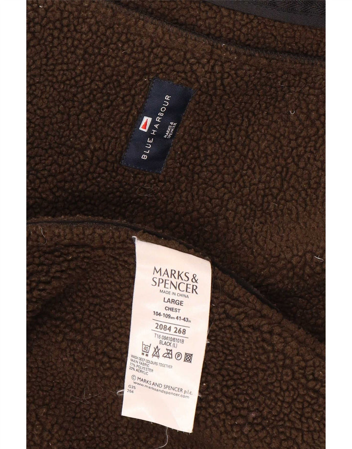 Marks & Spencer Mens Blue Harbor Sherpa Jacket UK 40 Large Black Polyester