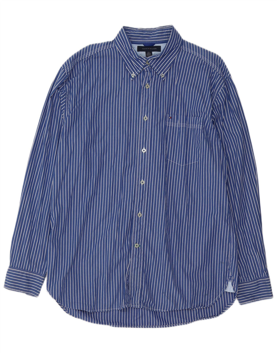 TOMMY HILFIGER Ανδρικό πουκάμισο Large Blue Pinstripe Cotton 80s