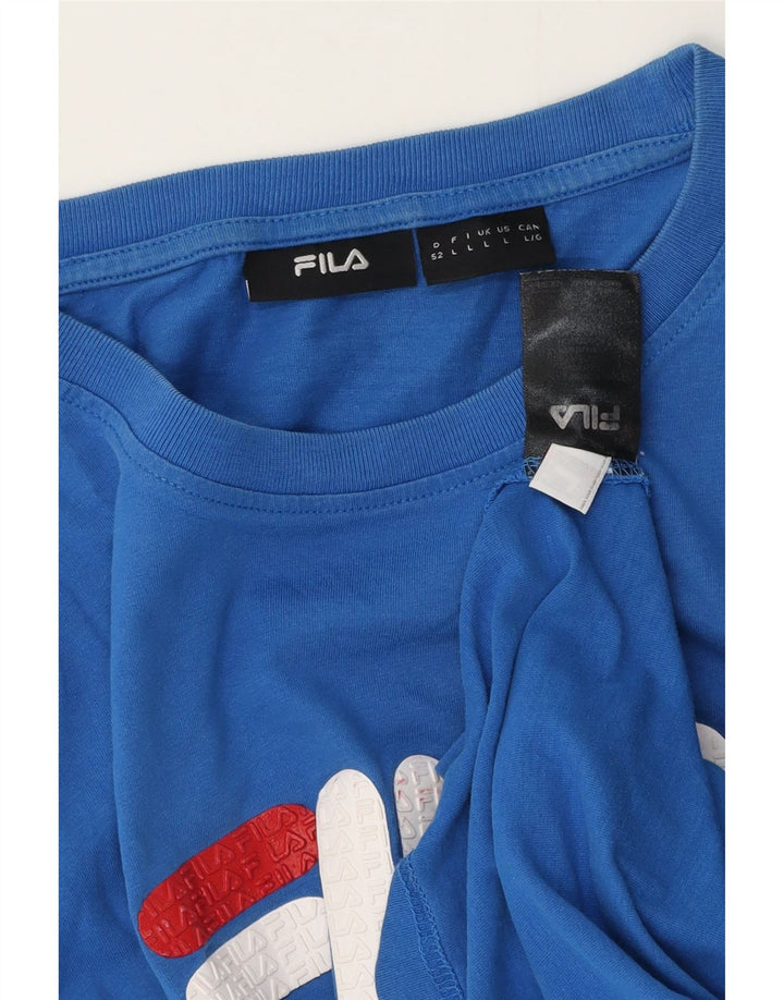 Ανδρικό γραφικό T-Shirt Fila Top μεγάλο μπλε βαμβακερό