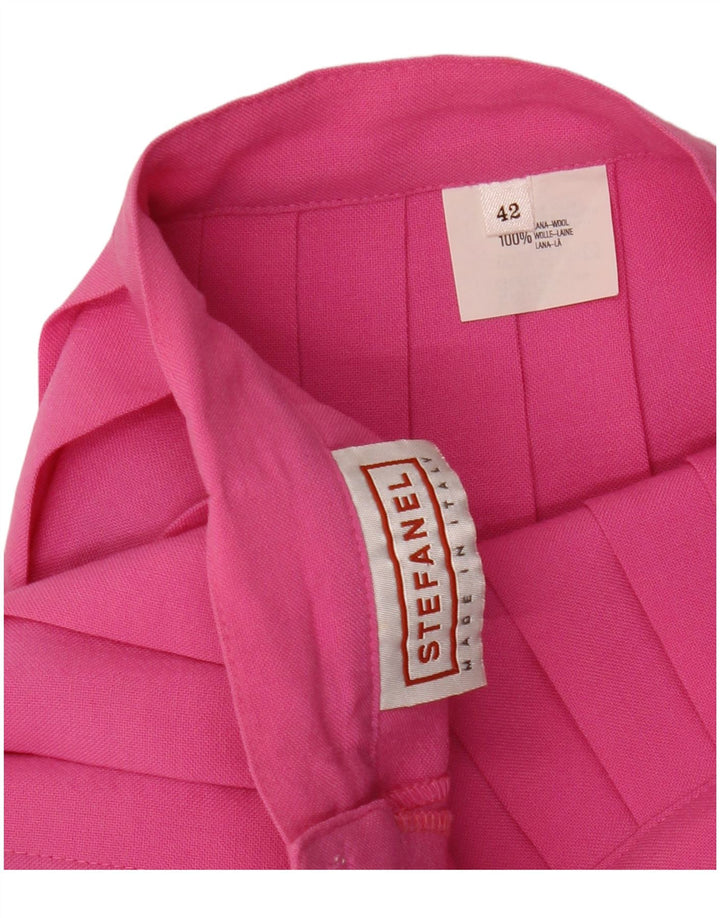 Stefanel Γυναικεία Mini Knife Πλισέ φούστα IT 42 Medium W25 Pink Wool