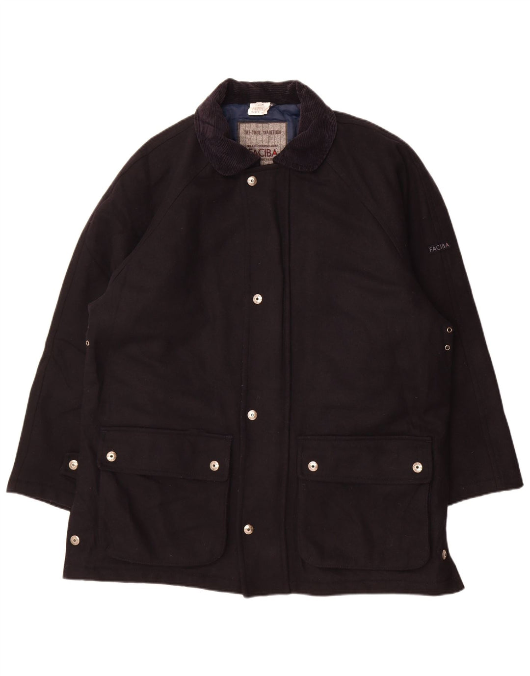 Ανδρικό πανωφόρι Faciba IT 50 Large Navy Blue Wool