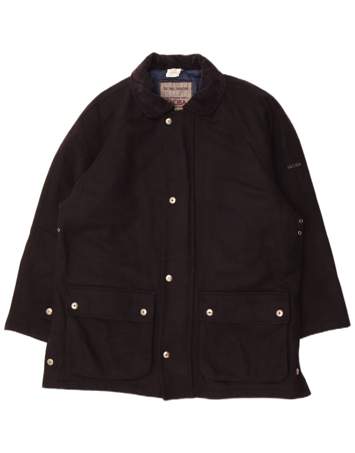 Ανδρικό πανωφόρι Faciba IT 50 Large Navy Blue Wool