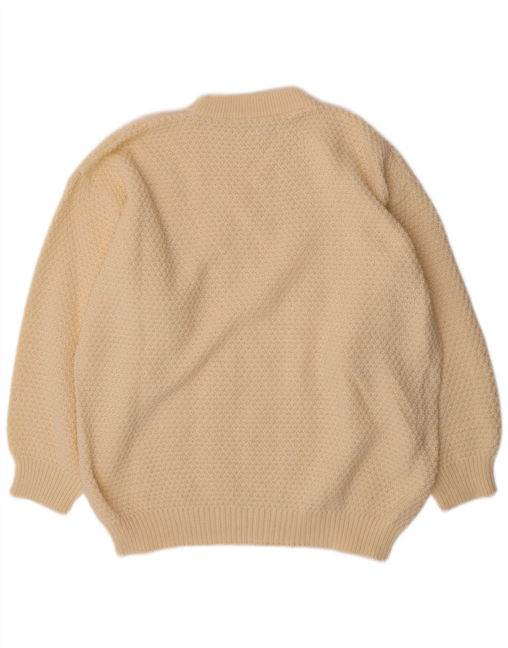 VINTAGE Γυναικείο πουλόβερ με λαιμόκοψη UK 20 2XL Off White Πολυακρυλικό