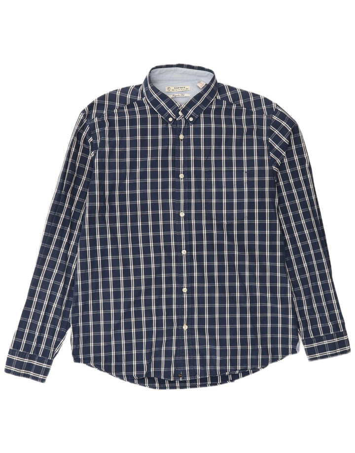 Ανδρικό πουκάμισο ESPRIT XL Navy Blue Check Cotton