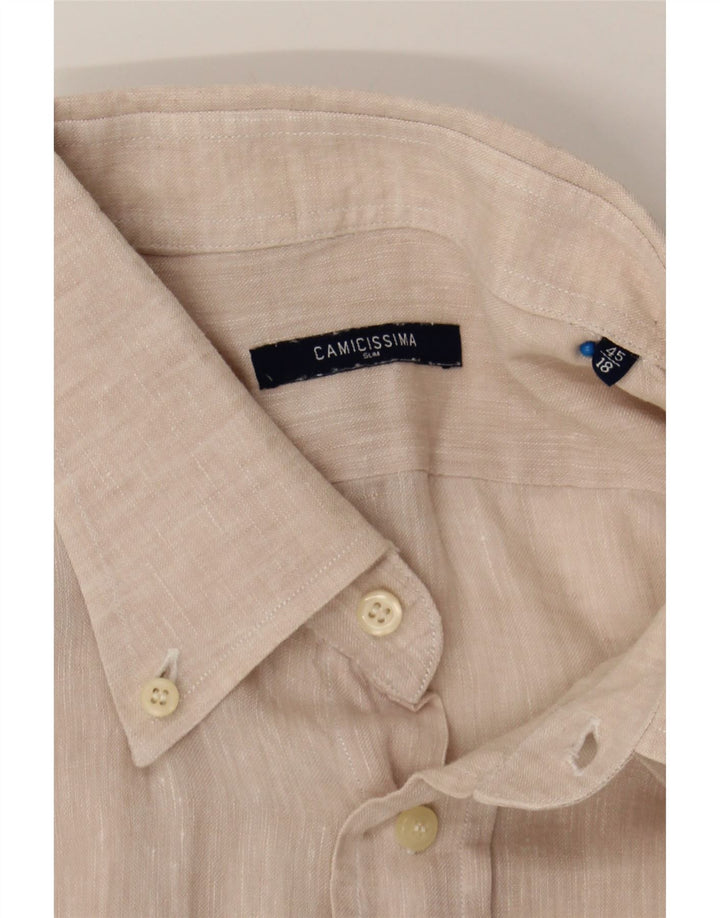 CAMICISSIMA Mens Slim Shirt Size 18 2XL Beige Vintage Camicissima and Second-Hand Camicissima from Messina Hembry 