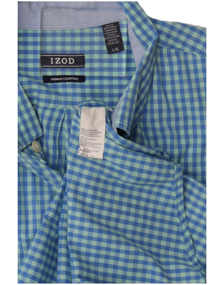 Ανδρικό πουκάμισο Izod μεγάλο μπλε βαμβακερό Gingham