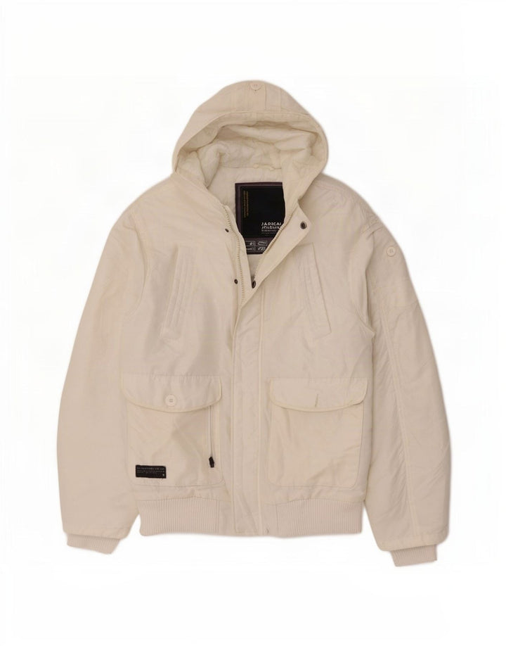 Jack & Jones Ανδρικό μπουφάν με κουκούλα Bomber UK 38 Medium White Polyester
