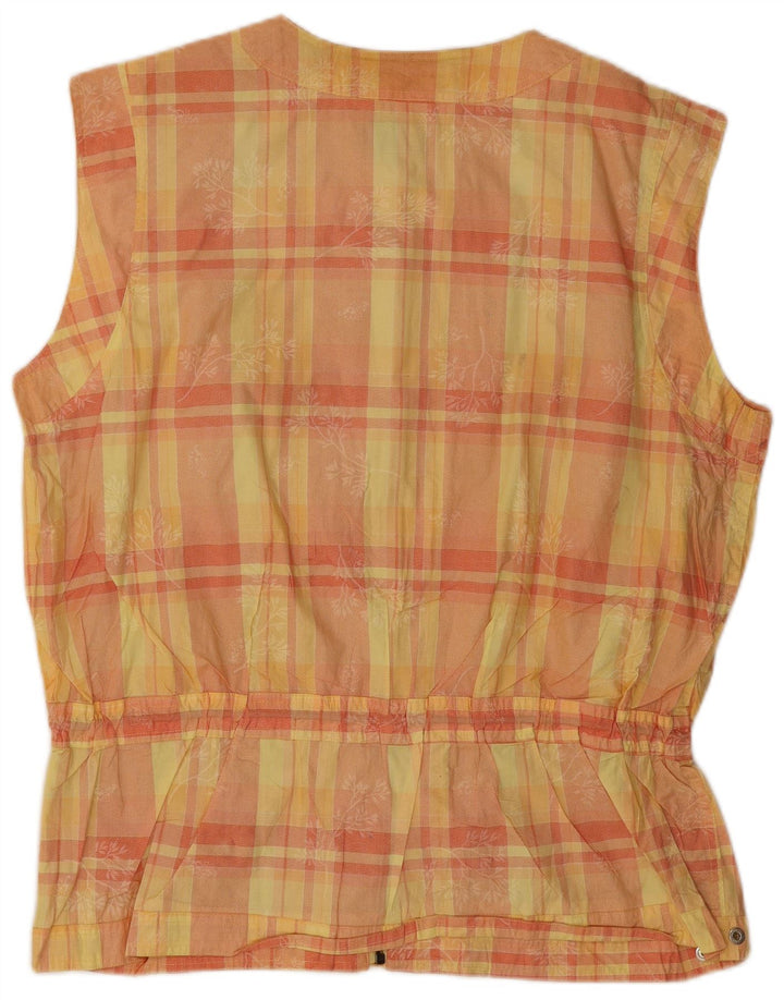 Vintage Γυναικείο Oversized Gilet IT 46 Large Yellow Check Cotton