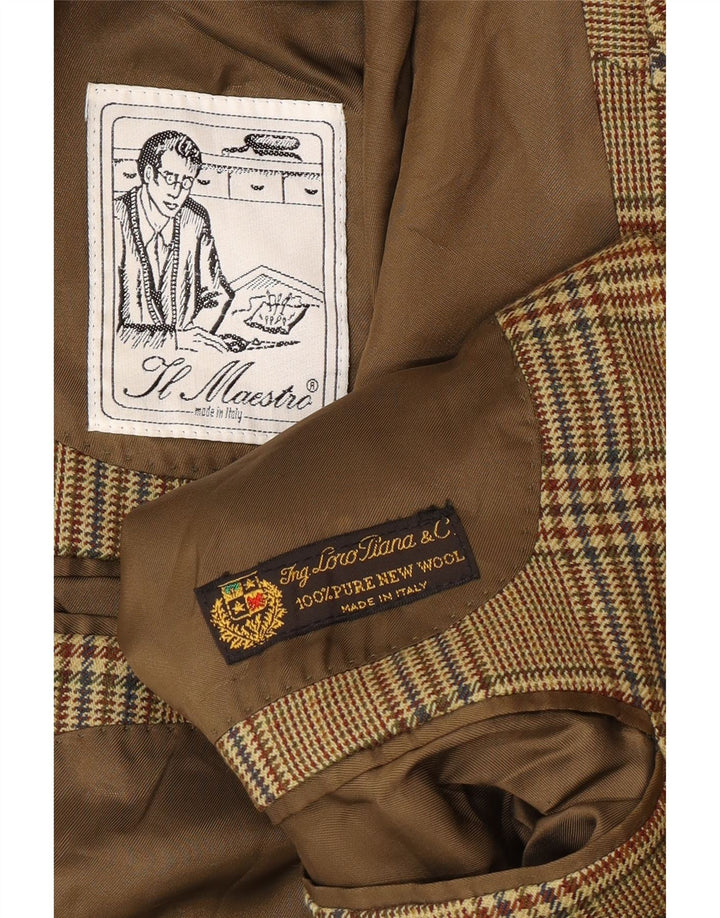 Vintage ανδρικό σακάκι 2 κουμπιών σακάκι UK 40 Large Beige Houndstooth