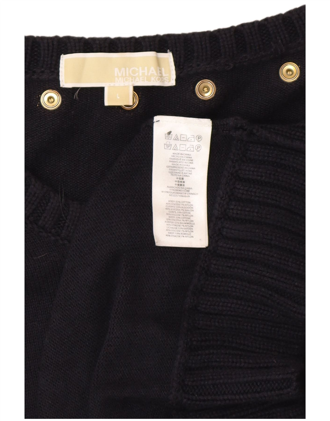 MICHAEL KORS Γυναικείο Jumper Φόρεμα UK 14 Large Navy Blue Spotted