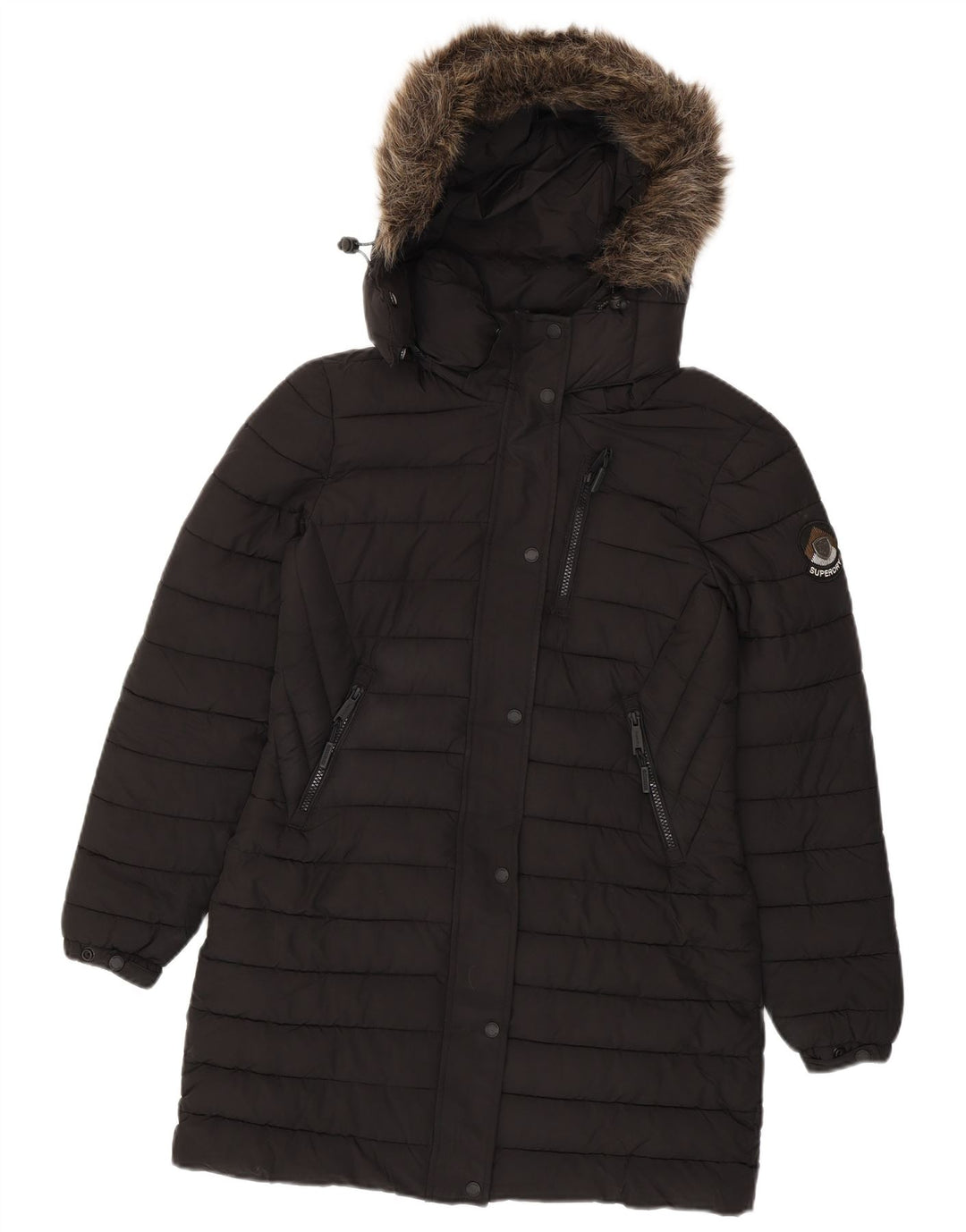 Superdry γυναικείο παλτό με κουκούλα UK 10 Small Black Polyester